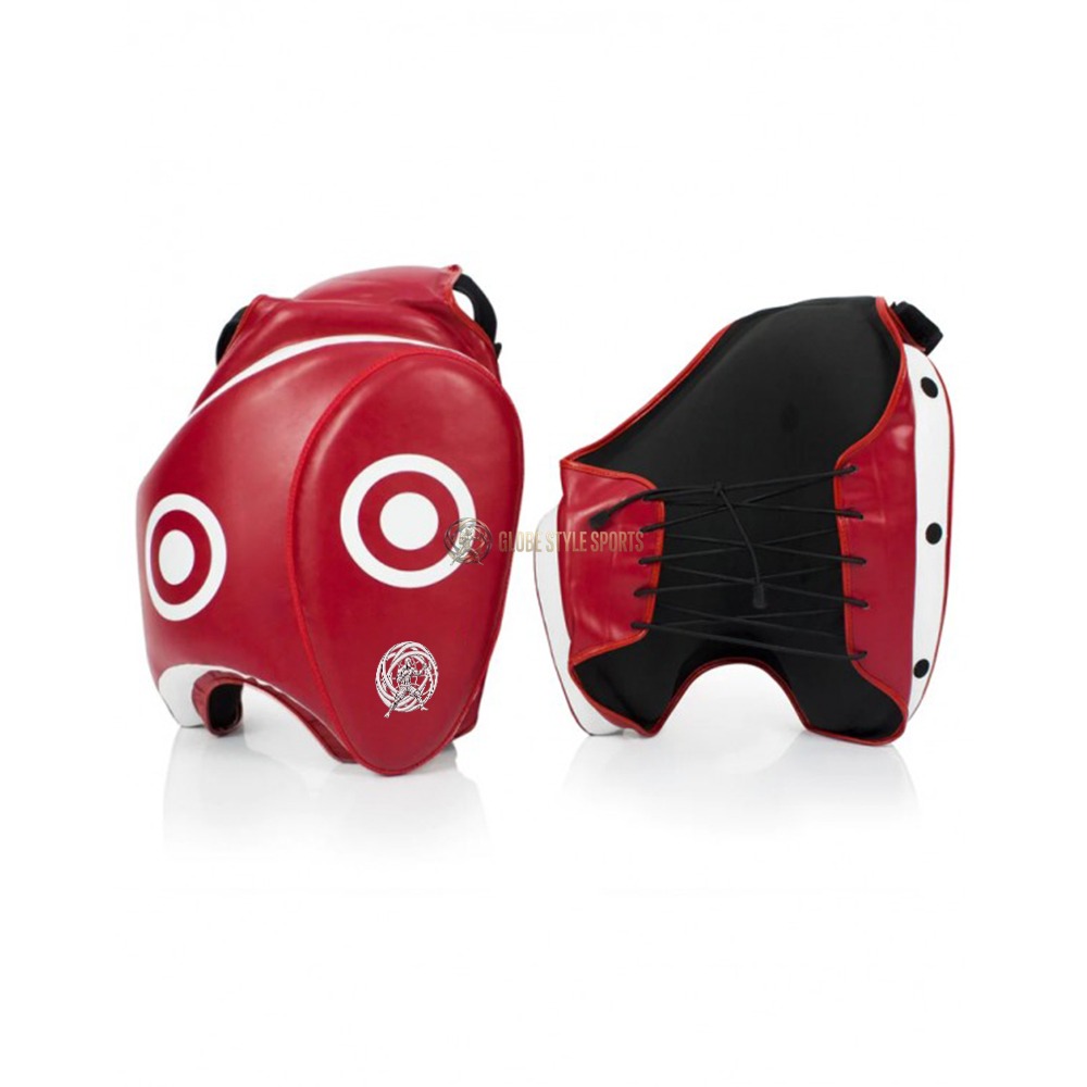 Pro Leather Muay Thai Thigh Pads - Black & White Targets